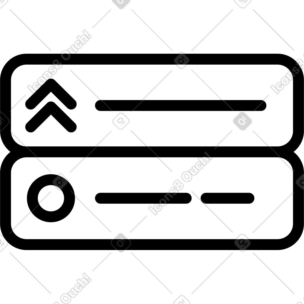 Illustration Task list interface with priority arrows and checkbox status indicator dans le style Notion Line Art à télécharger aux formats PNG, SVG