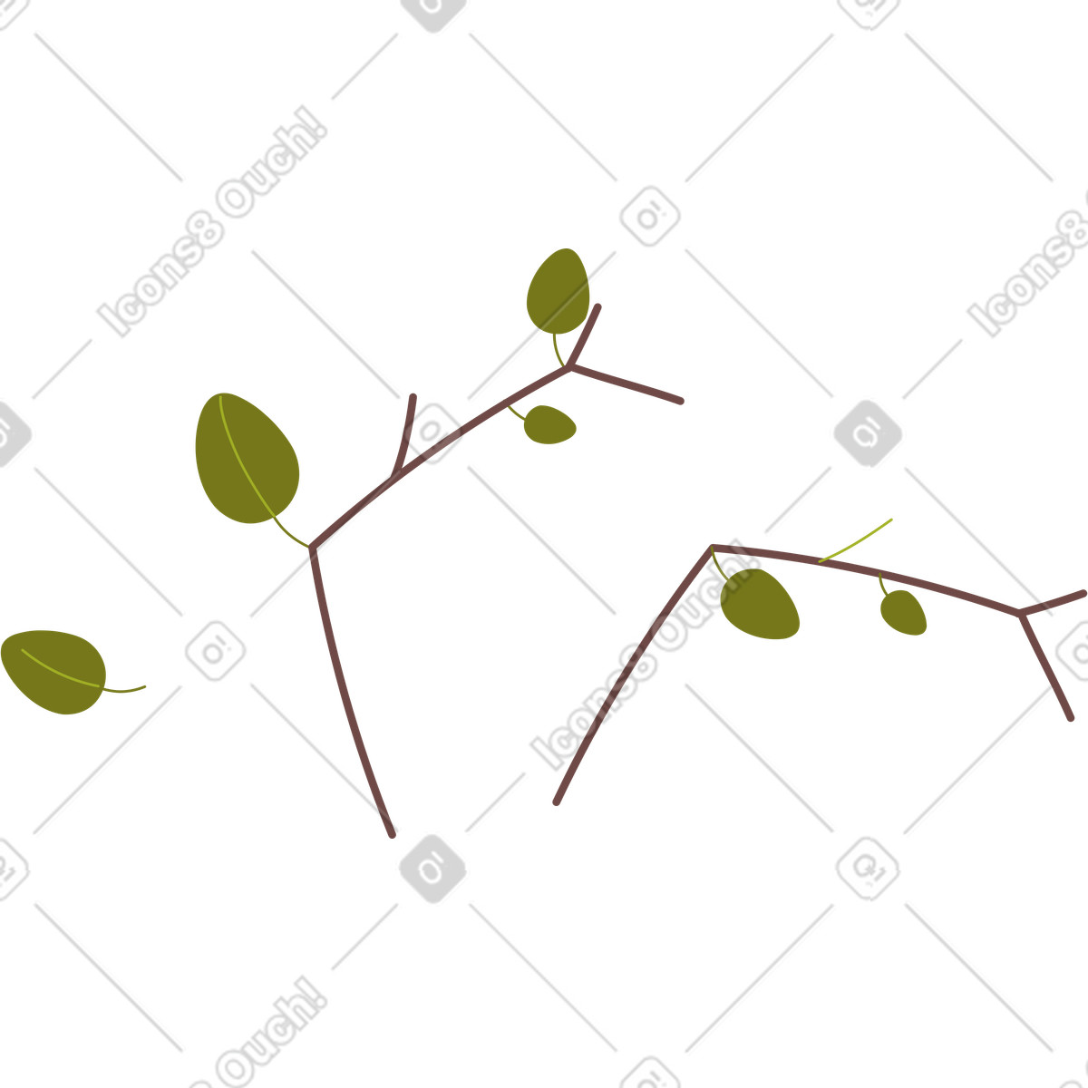 Branches leaves illustration in Woof style download in PNG, SVG