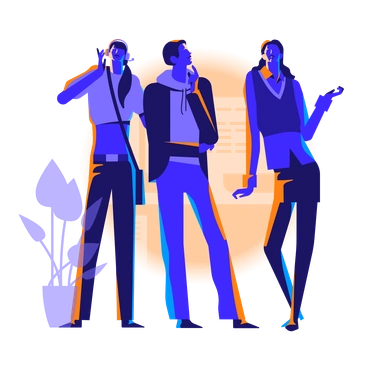 Three stylish individuals posing together - Worky style illustration