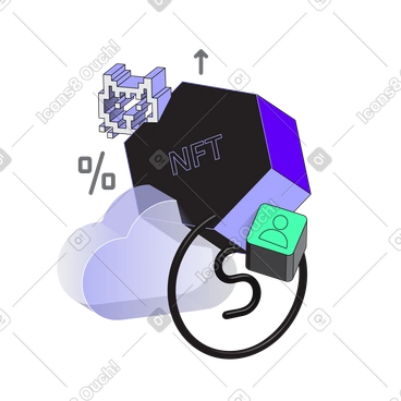 Marché nft et technologie cloud PNG, SVG