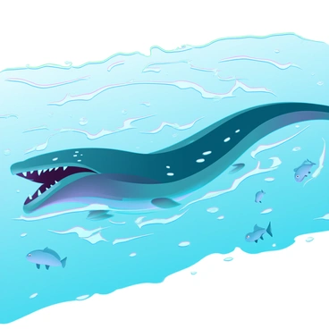 An electric eel with a long, slender body and smooth, shiny scales is seen gliding through a clear, flowing river. Its body is a deep greenish-blue, with subtle hints of bioluminescent patterns glowing along its sides. The eel is in mid-strike, with its mouth open wide, revealing sharp teeth. Small fish are visible in the water, darting away in panic as the eel makes a sudden burst of speed, creating ripples and splashes around it. The water is filled with tiny bubbles, and the sunlight is filtering through the surface, casting dappled light patterns below.