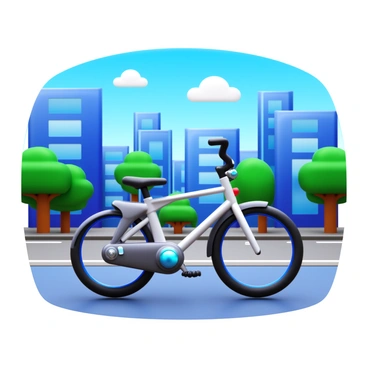 A sleek electric bike speeding through a city street under a clear sky