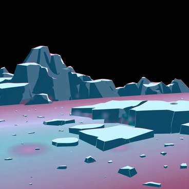 An illustration of the surface of Mercury highlighting its barren terrain. The landscape features rugged mountains and deep craters, with a greyish-brown surface reflecting the harsh sunlight. The sky above is a stark black void, devoid of any atmosphere or clouds, emphasizing the desolation of the scene. Scattered among the rocky ground are small, jagged rocks and dust, with a faint horizon line barely visible in the distance. The overall composition conveys a sense of isolation and the inhospitable nature of Mercury.