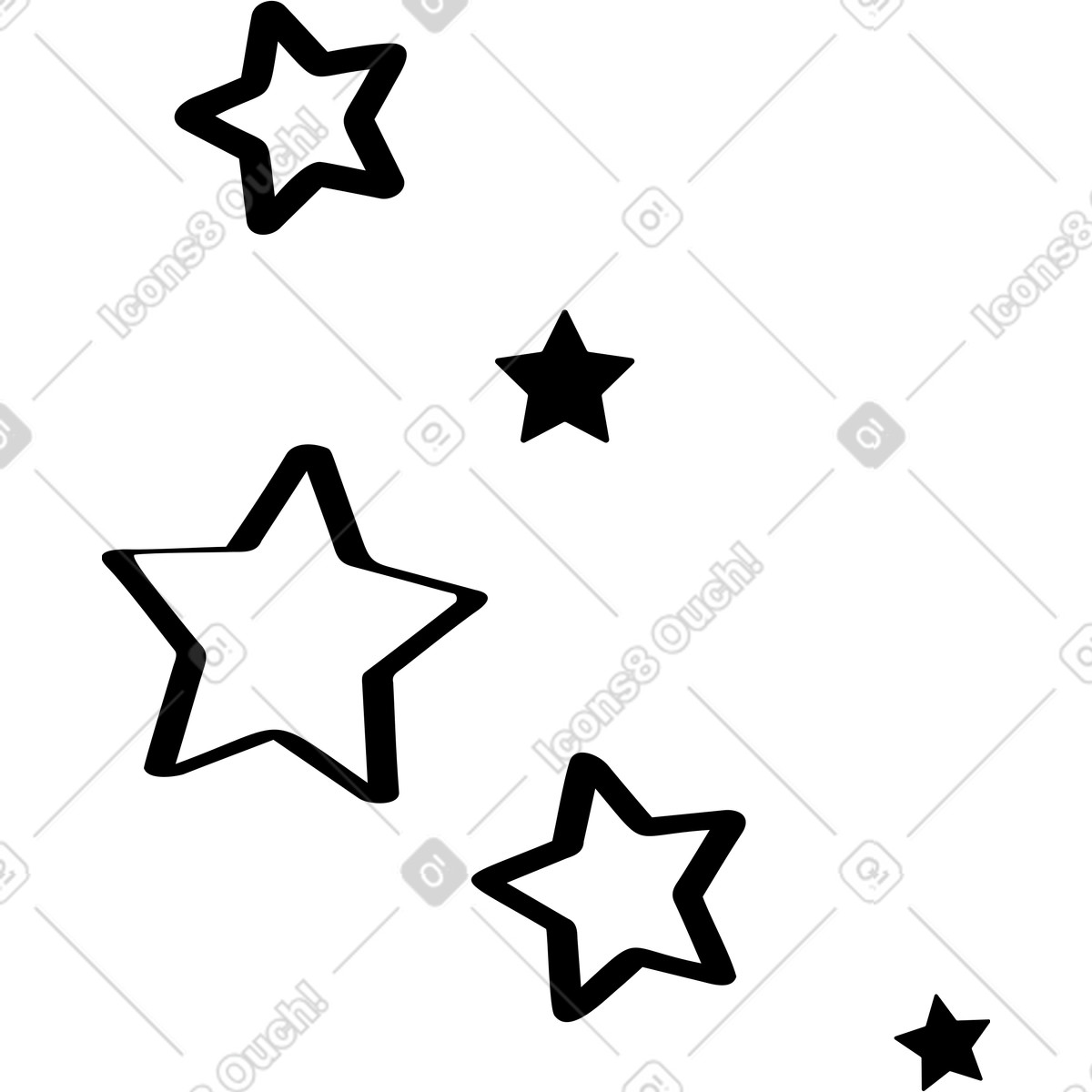 Black five stars illustration in Twirl style download in PNG, SVG