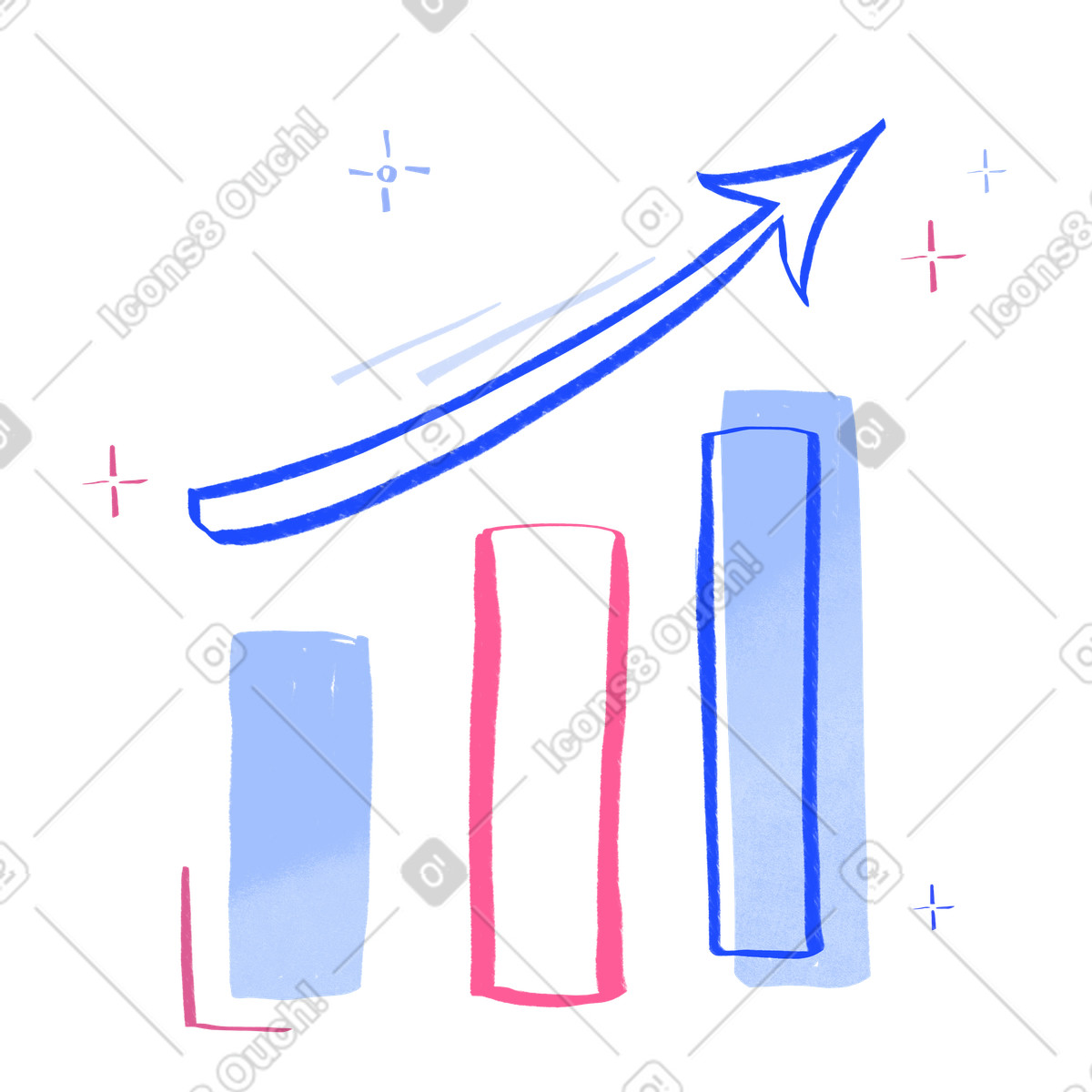 Grafico con una freccia illustrazione in stile Quirky scarica in PNG, SVG