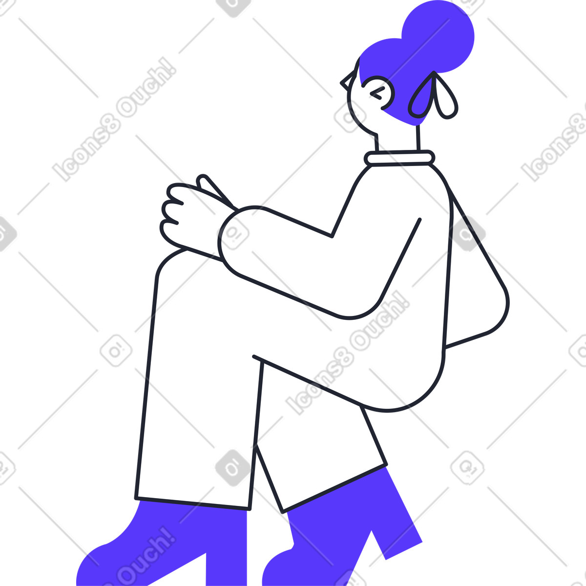 Ilustração de Seated woman from behind em no estilo Pablita para baixar em PNG, SVG