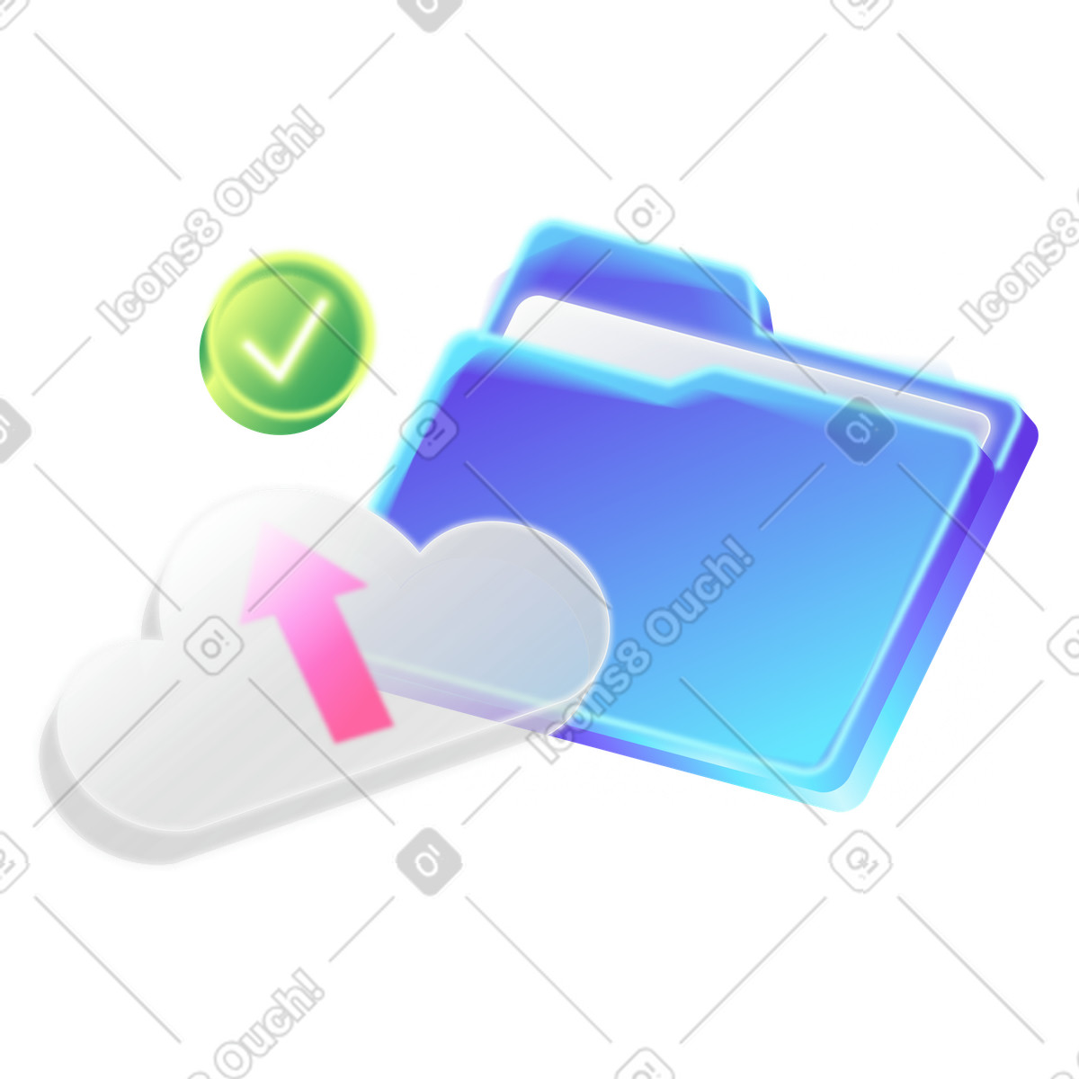 Successful file uploads to the cloud , Cloud backup confirmation illustration in PNG, SVG