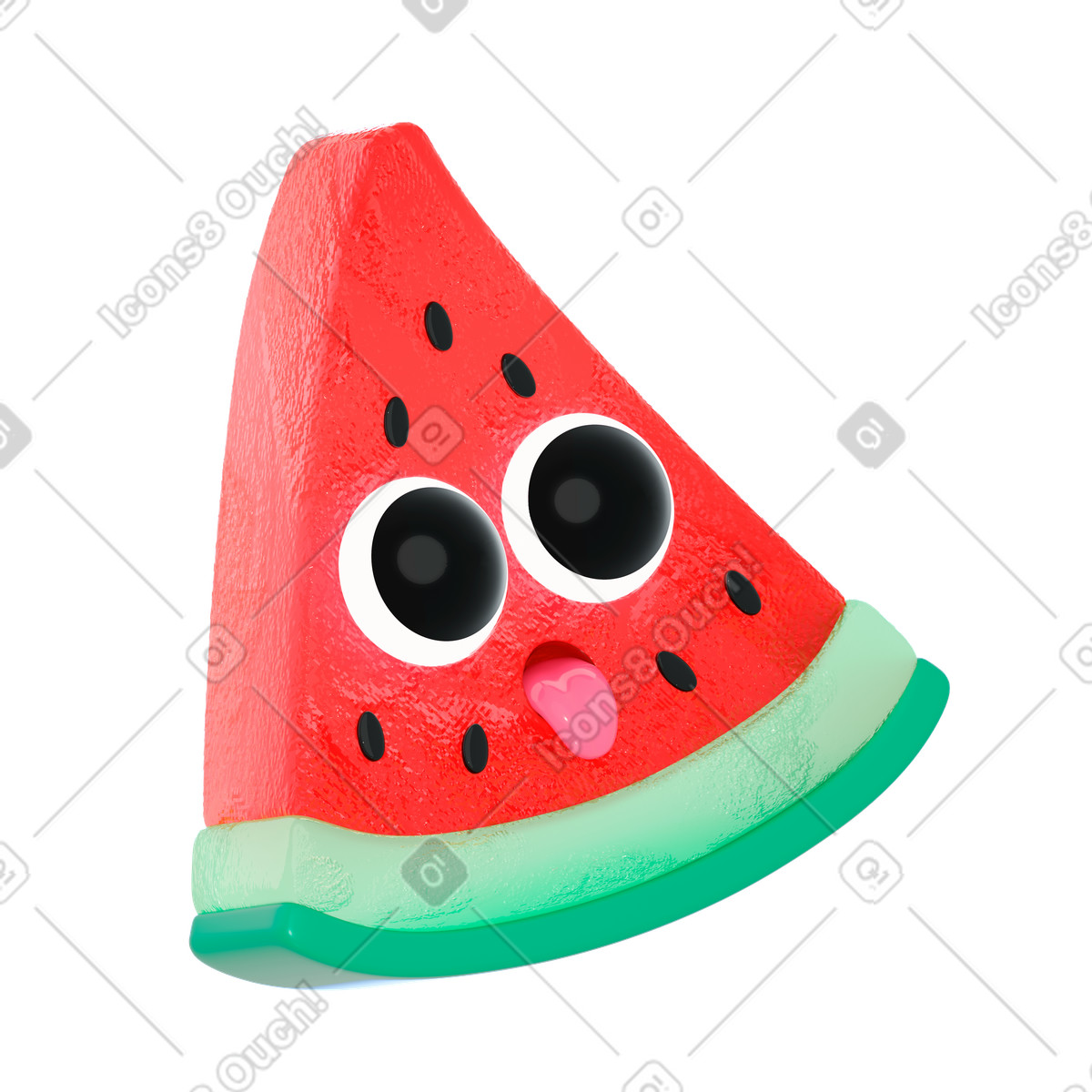 Illustration Tranche de pastèque avec les yeux dans le style 3D Holidays à télécharger aux formats PNG, SVG