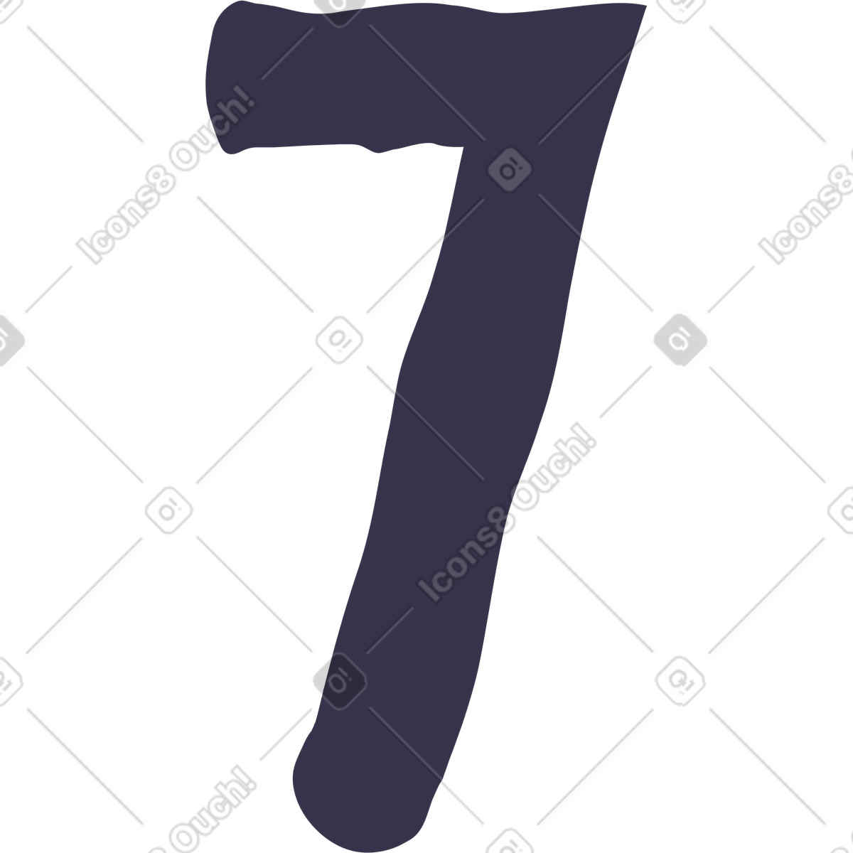 Number seven illustration in Stripy style download in PNG, SVG