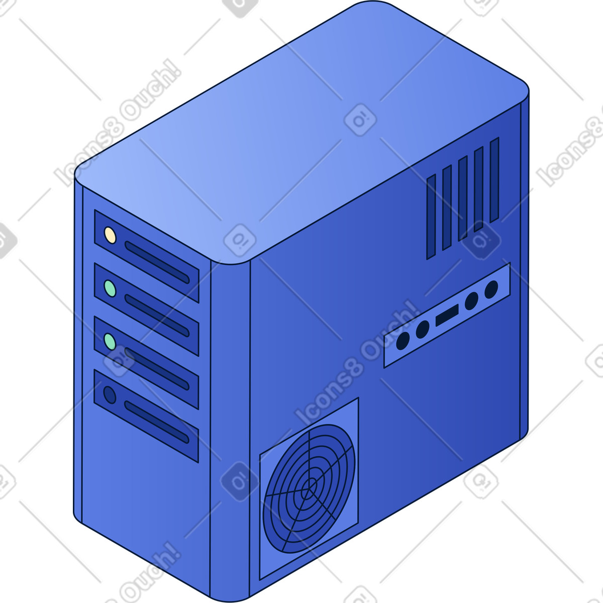 Blue server illustration in Neat style download in PNG, SVG