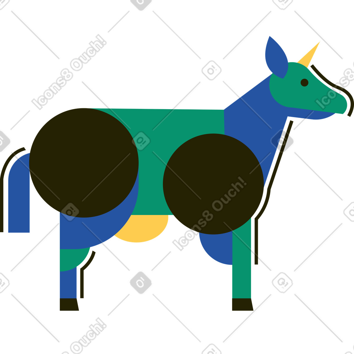 Kuh-Illustration im Spot-Stil als Download in PNG, SVG