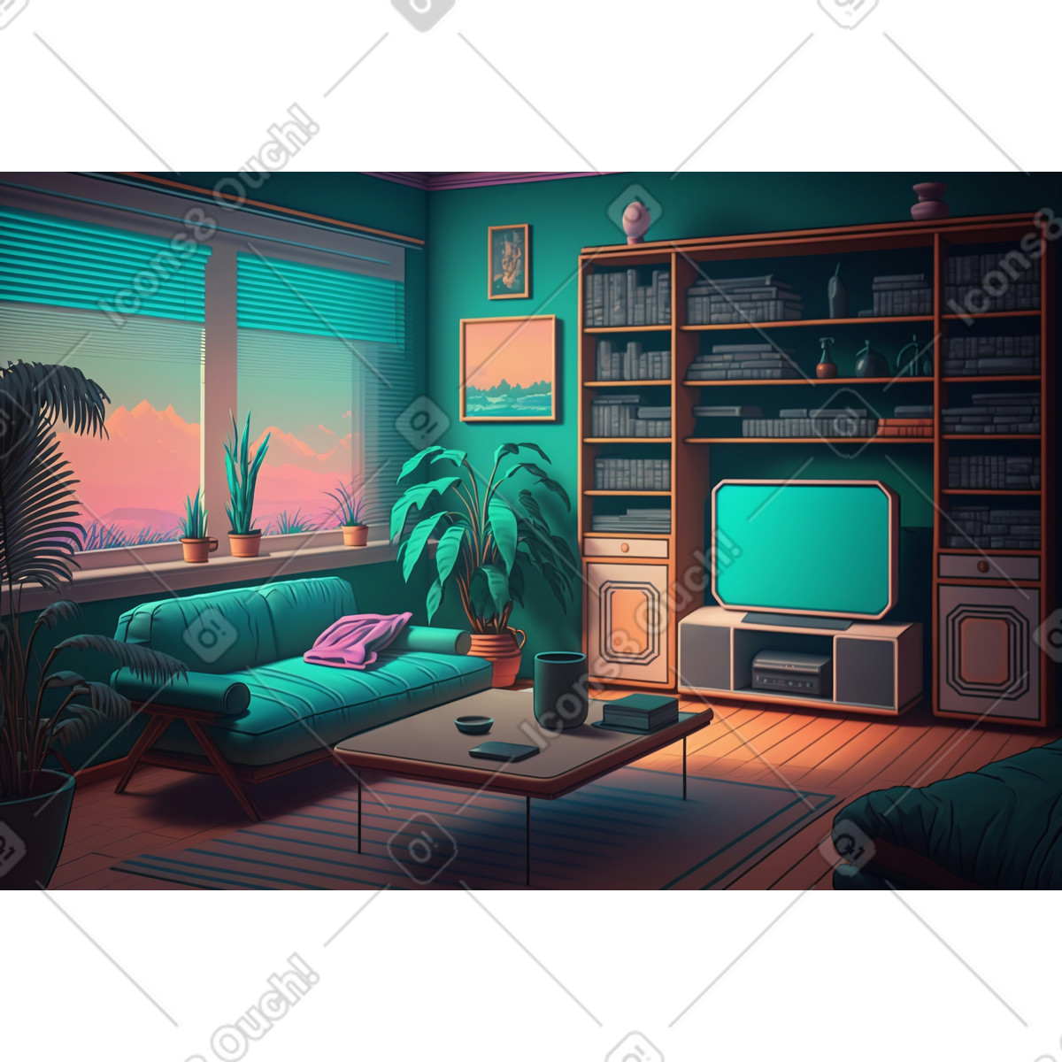 Living room background illustration in Experimental style download in PNG, SVG