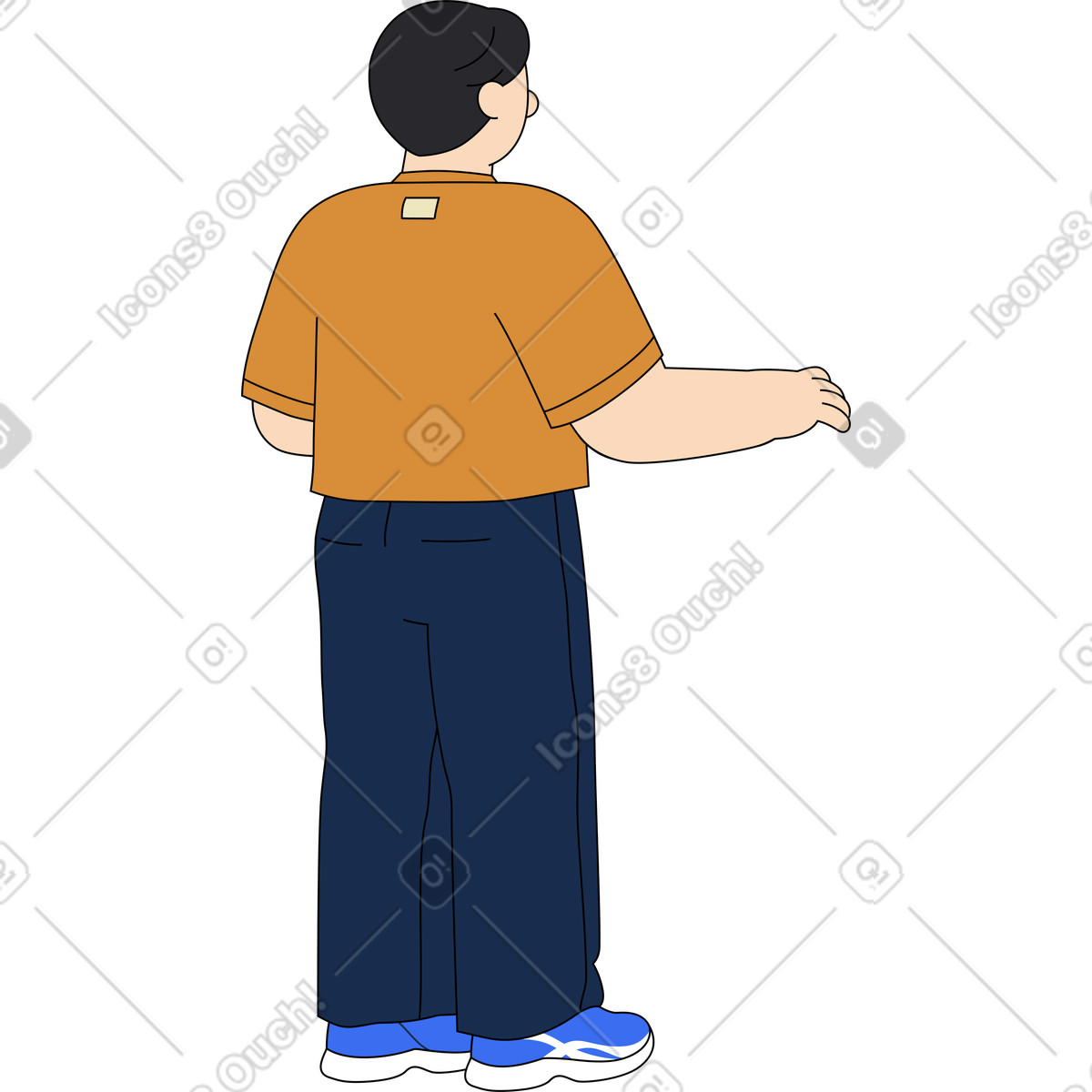 Man back view illustration in Kindy style download in PNG, SVG