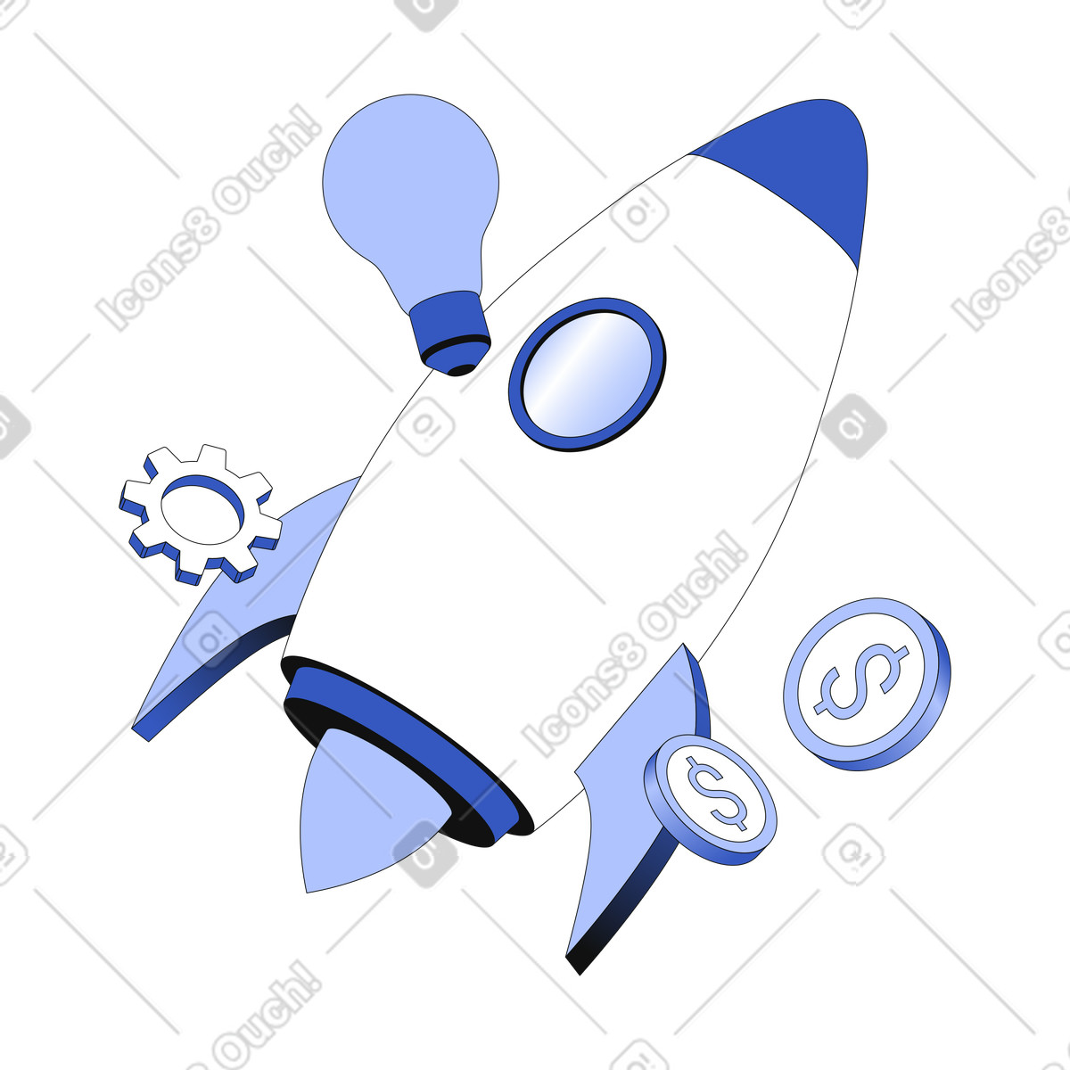 Launching a profitable startup project animated illustration in GIF, Lottie (JSON), AE