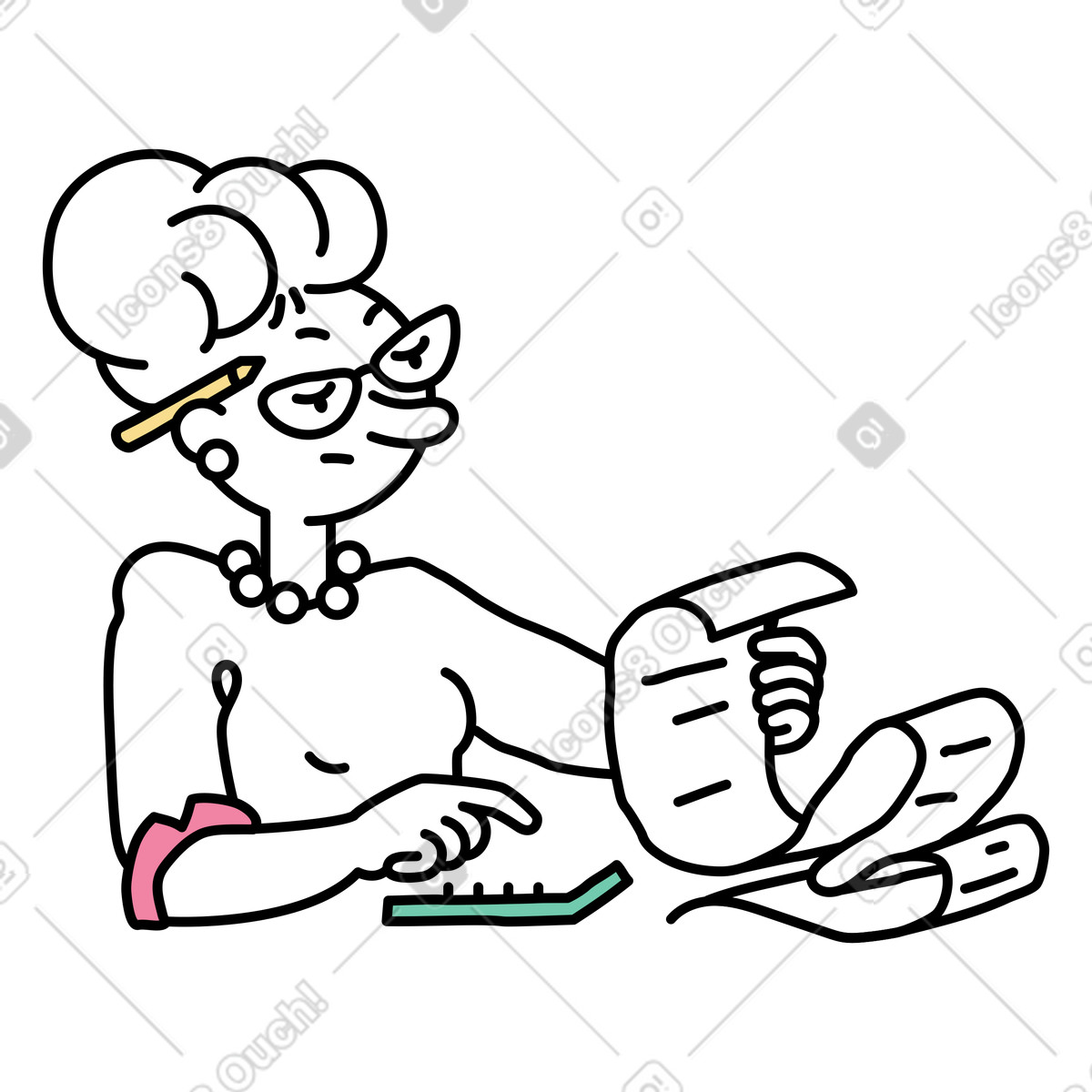 Иллюстрация Бухгалтер за работой в стиле Notes — скачать в форматах PNG, SVG