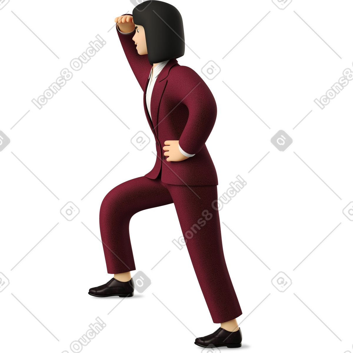 3D Business 스타일의 Side view of businesswoman in red suit looking into the distance 일러스트레이션 PNG, SVG 다운로드
