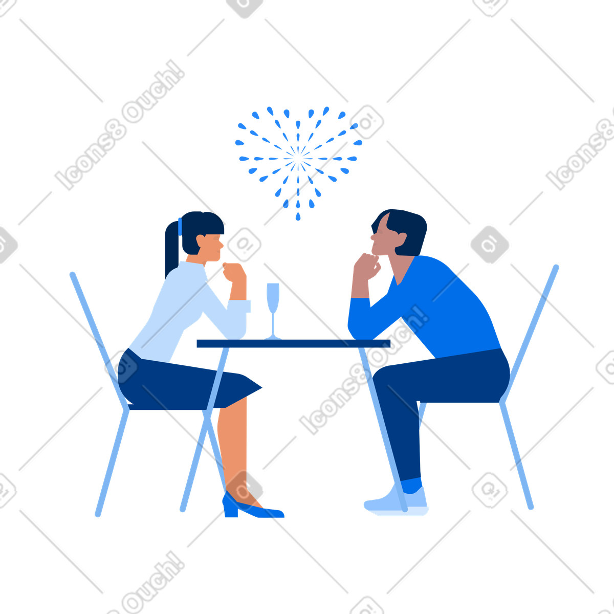 Paar bei romantischem date-Illustration in PNG, SVG