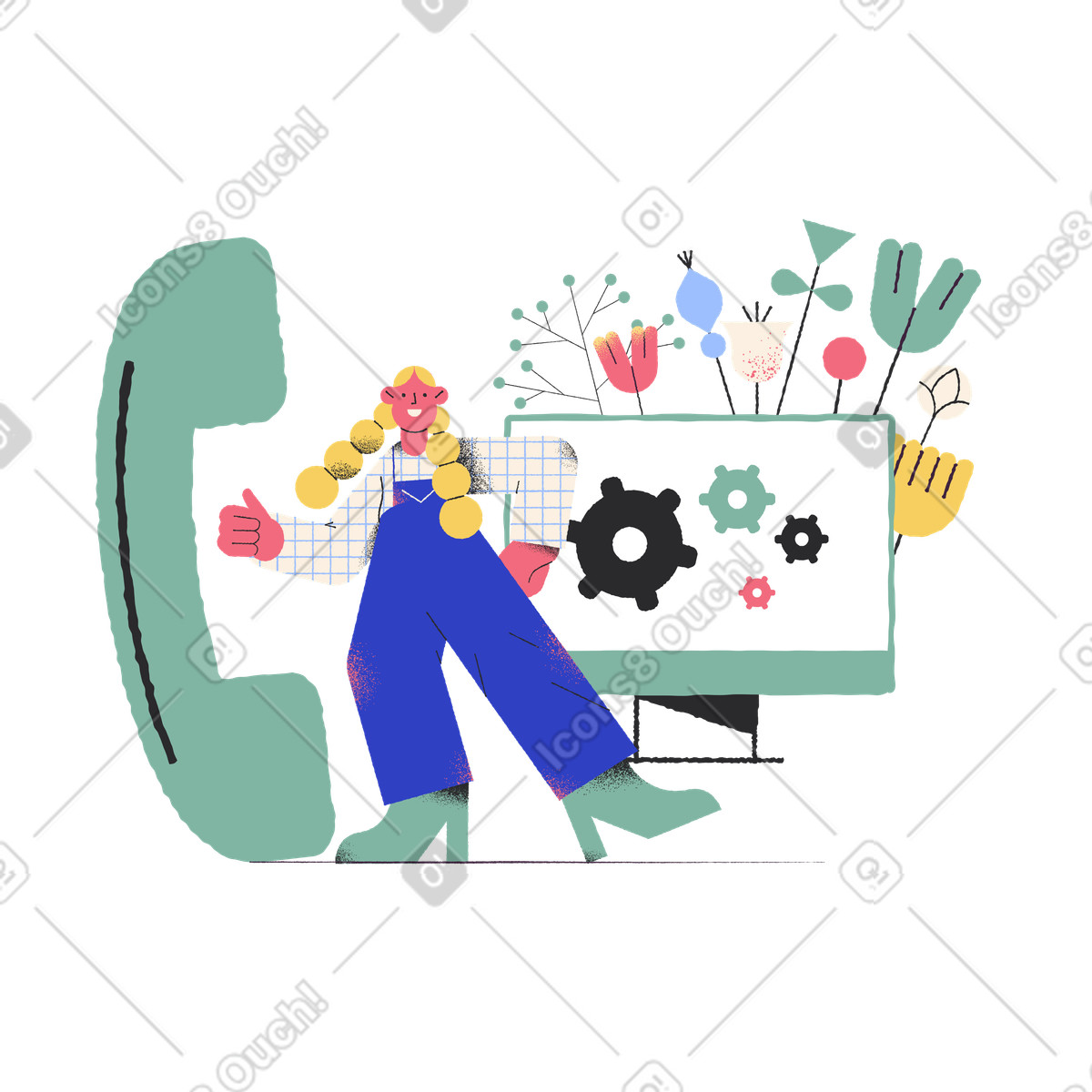 Technischer support-Illustration im Pablo-Stil als Download in PNG, SVG