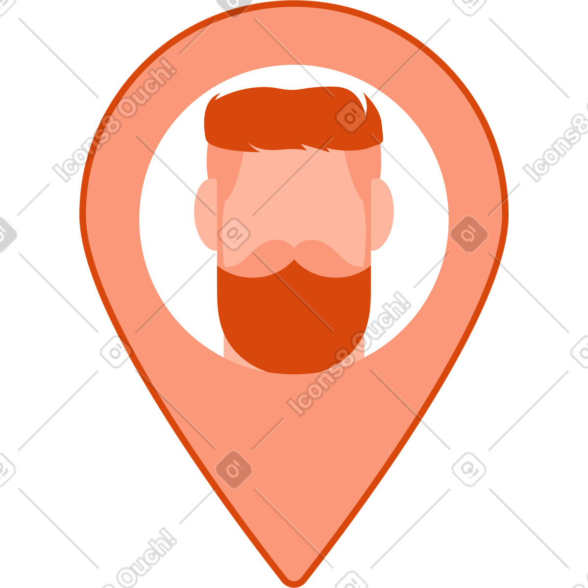 Avatar eines männlichen benutzers im geolocation-symbol-Illustration Orange-Stil als Download in PNG, SVG