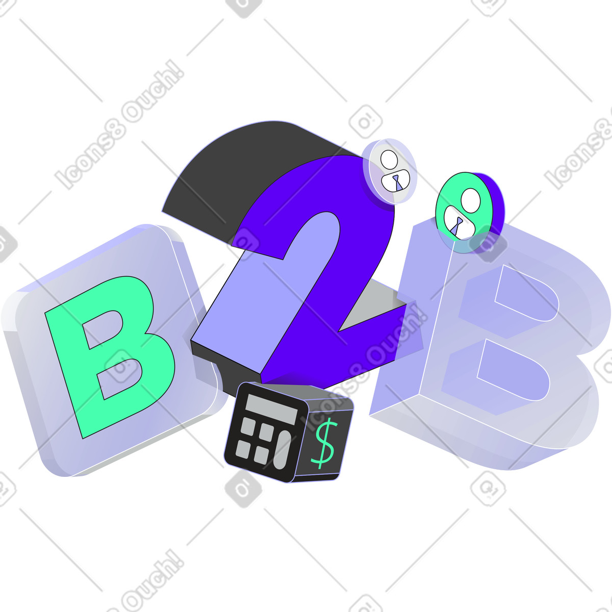 Lettering b2b text illustration in Incut style download in PNG, SVG