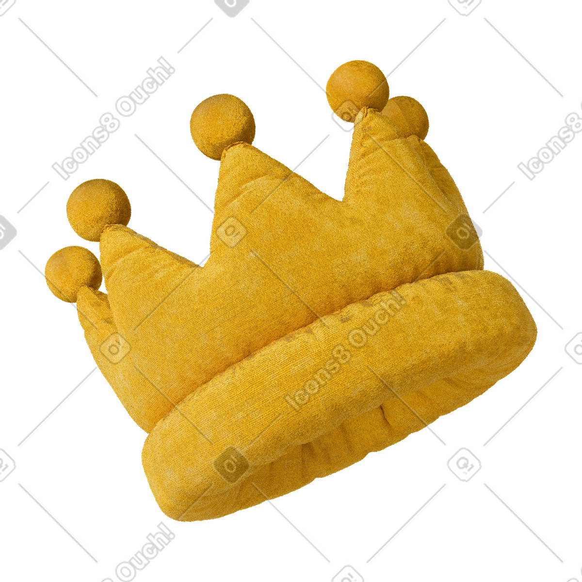 Ilustración Corona amarilla suave 3d en estilo Plush icons a descargar en PNG y SVG