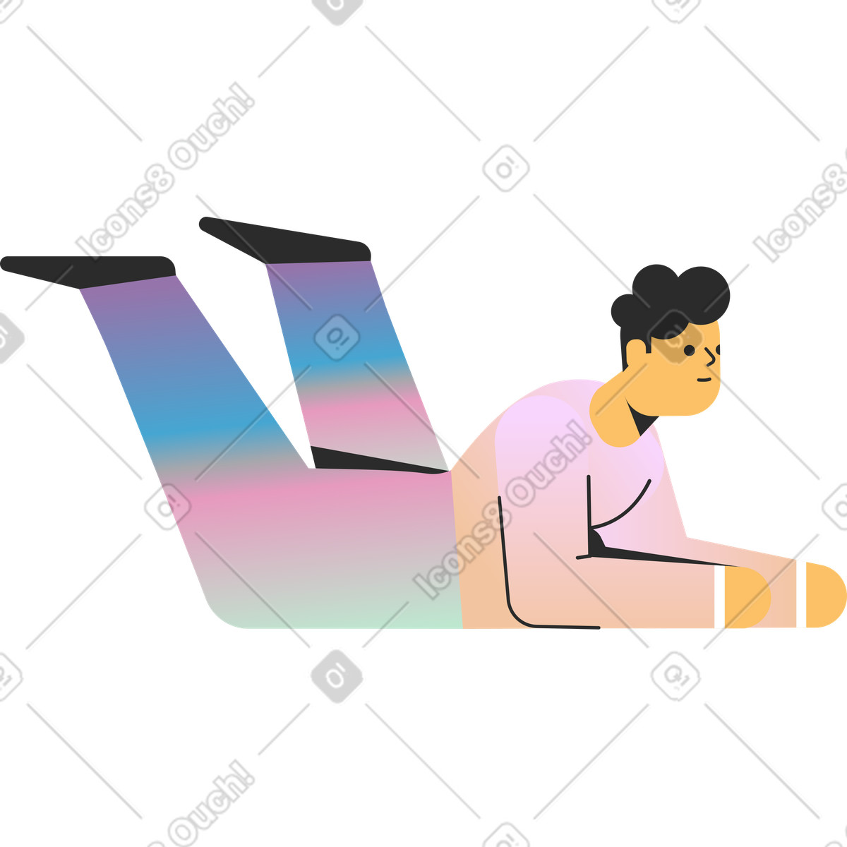 Marginalia スタイルの Man lying on stomach のイラストをPNG、SVG形式でダウンロード