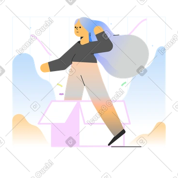 Woman standing in cardboard box PNG, SVG