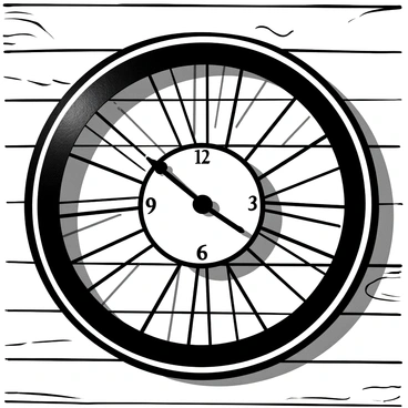 A unique clock designed from the wheel of a vintage bicycle