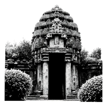 A jungle temple stands tall, covered with intricate ancient carvings depicting various mythological scenes. The structure is made of stone, with weathered surfaces showing signs of age. Overgrown vines cascade down from the temple's edges, intertwining with the stonework and adding to the sense of abandonment. In the foreground, a dense cluster of lush greenery surrounds the temple, suggesting its hidden nature. A narrow, dark opening indicates a secret passage, partially obscured by foliage, inviting curiosity and exploration.