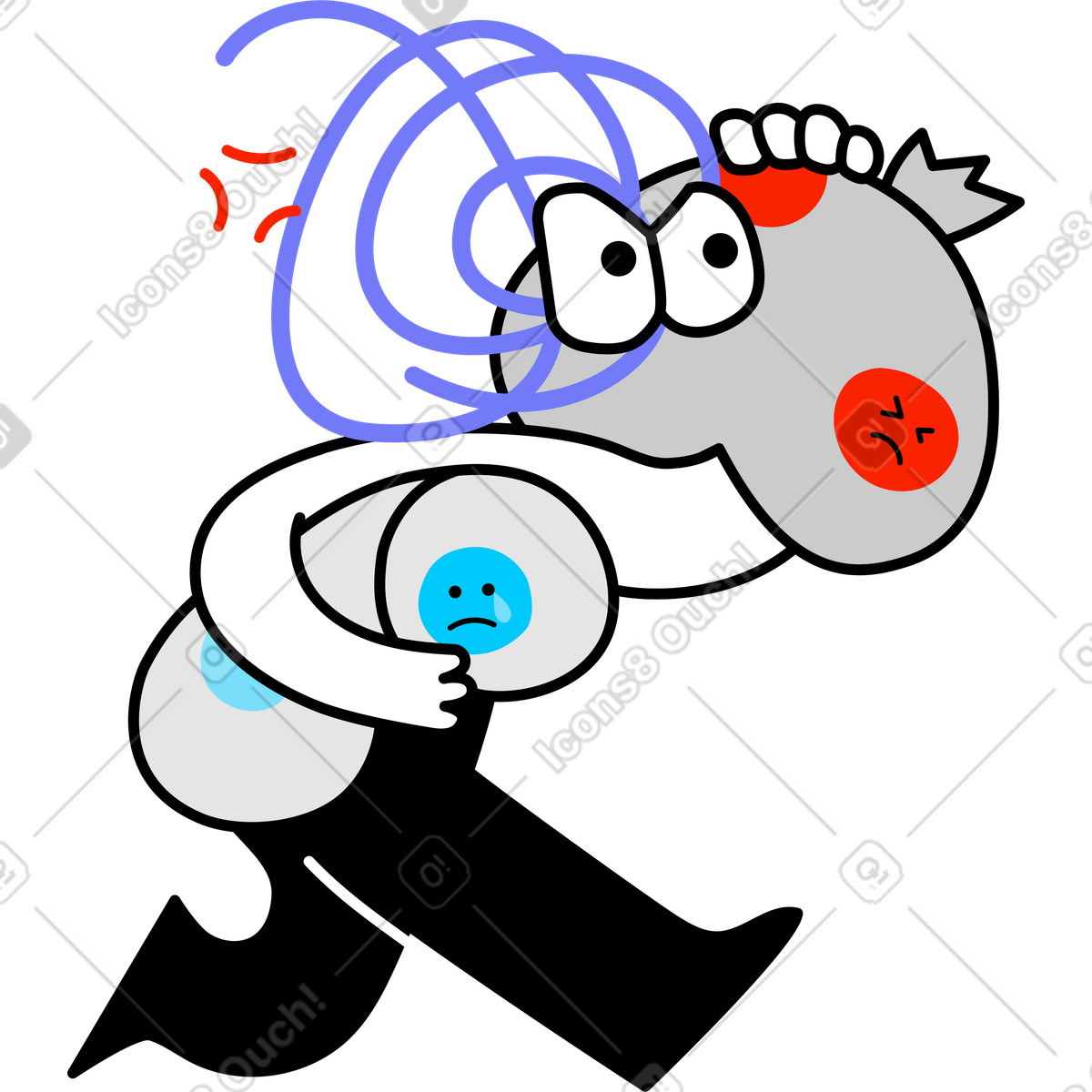 Character carrying his own emotional weight illustration in Giggle style download in PNG, SVG