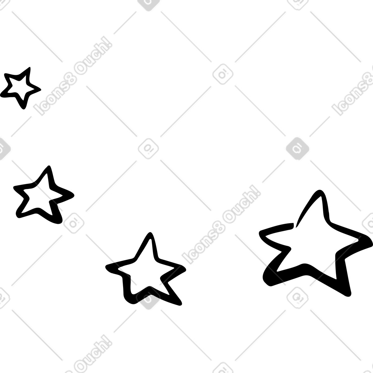 Four flying stars illustration in Line style download in PNG, SVG