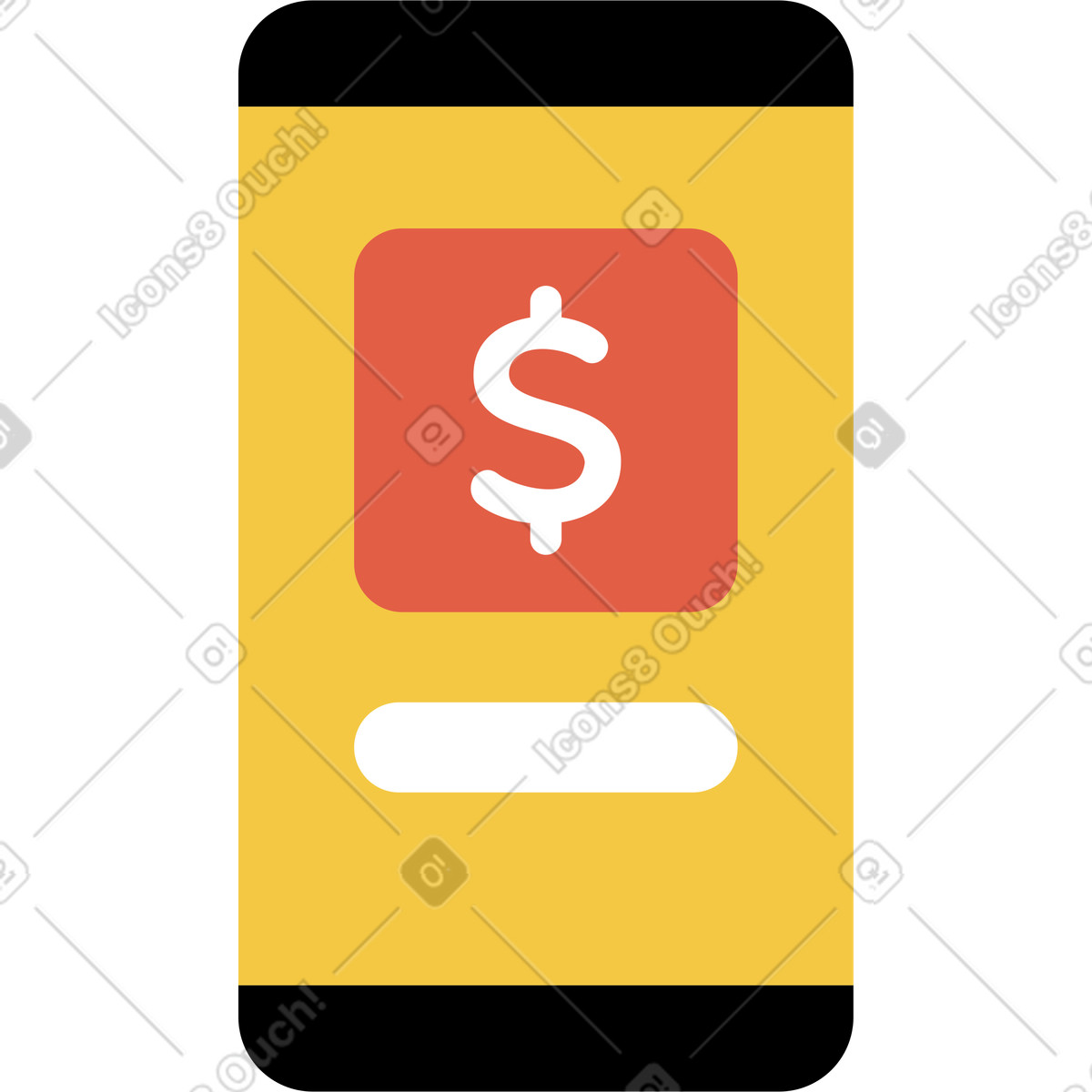 Telefono con l'icona del dollaro illustrazione in stile Flat scarica in PNG, SVG