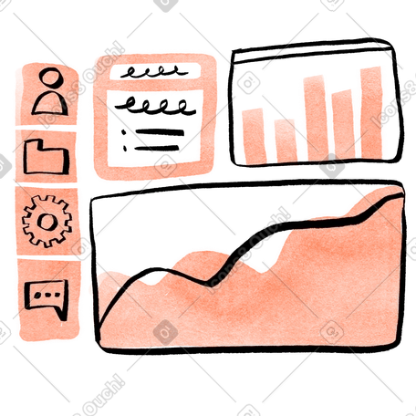 Dashboard with analytics charts and sidebar icons, Business app user ...