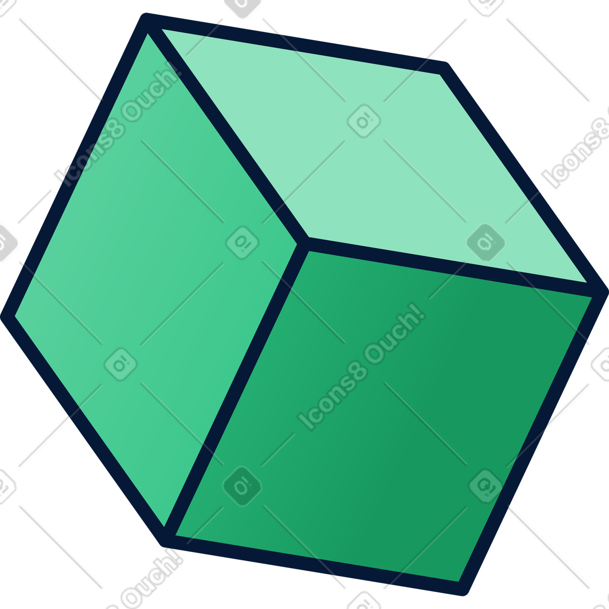 Illustration Cube vert dans le style Neat à télécharger aux formats PNG, SVG