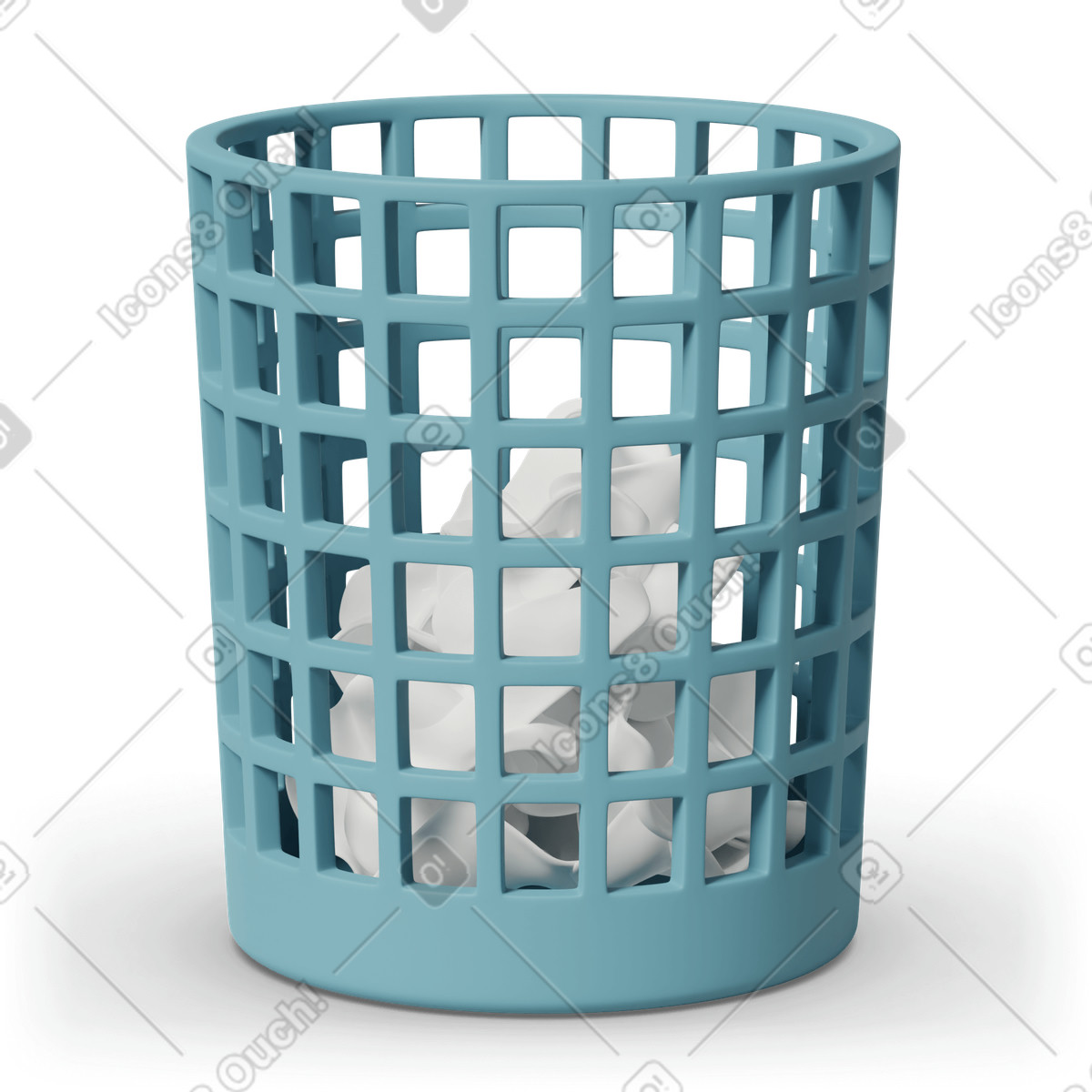 Illustration Blue waste paper bin dans le style 3D Casual life à télécharger aux formats PNG, SVG