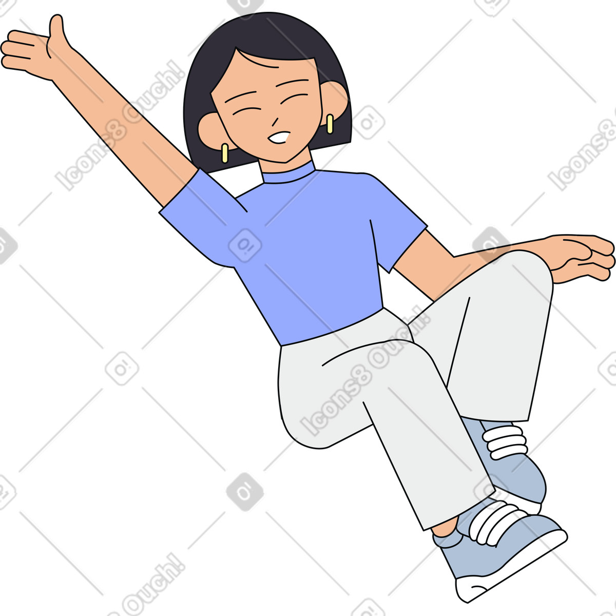 Person celebrating achievement illustration in Teko style download in PNG, SVG
