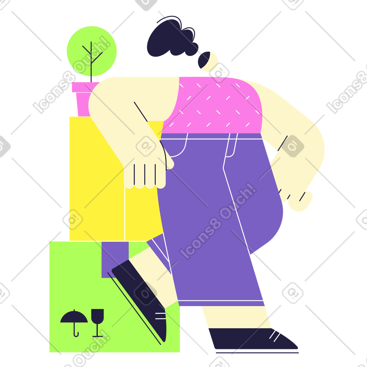 Иллюстрация Женщина с транспортировочными коробками в PNG и SVG