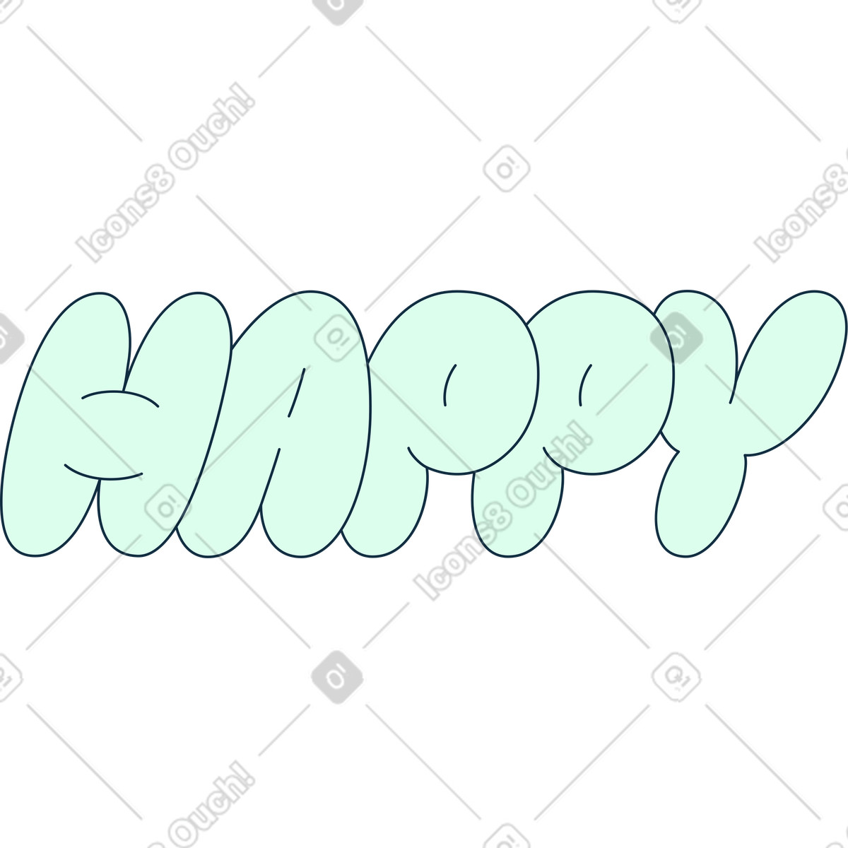 Scritta felice illustrazione in stile Bubble gum scarica in PNG, SVG
