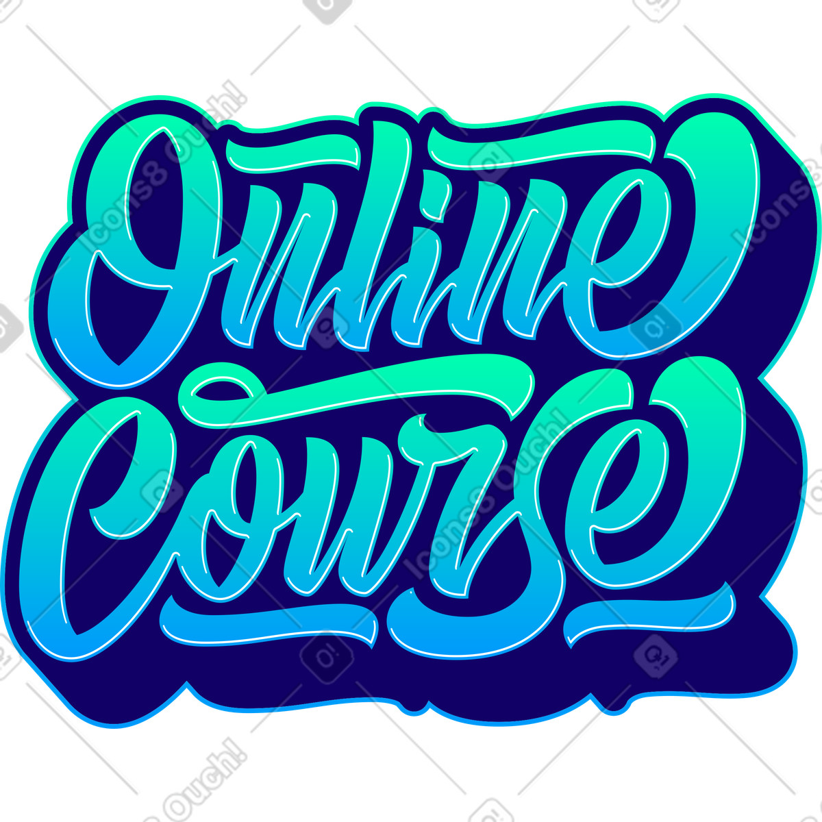 Lettering スタイルの シャドウテキストを使用したレタリングオンラインコース のイラストをPNG、SVG形式でダウンロード