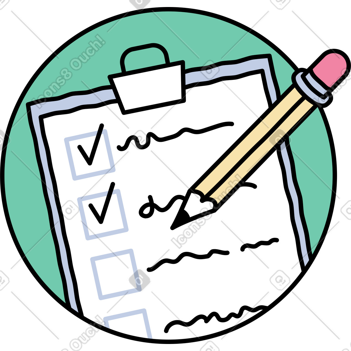 To-do-liste und aufgabe erledigt-Illustration im Notes-Stil als Download in PNG, SVG