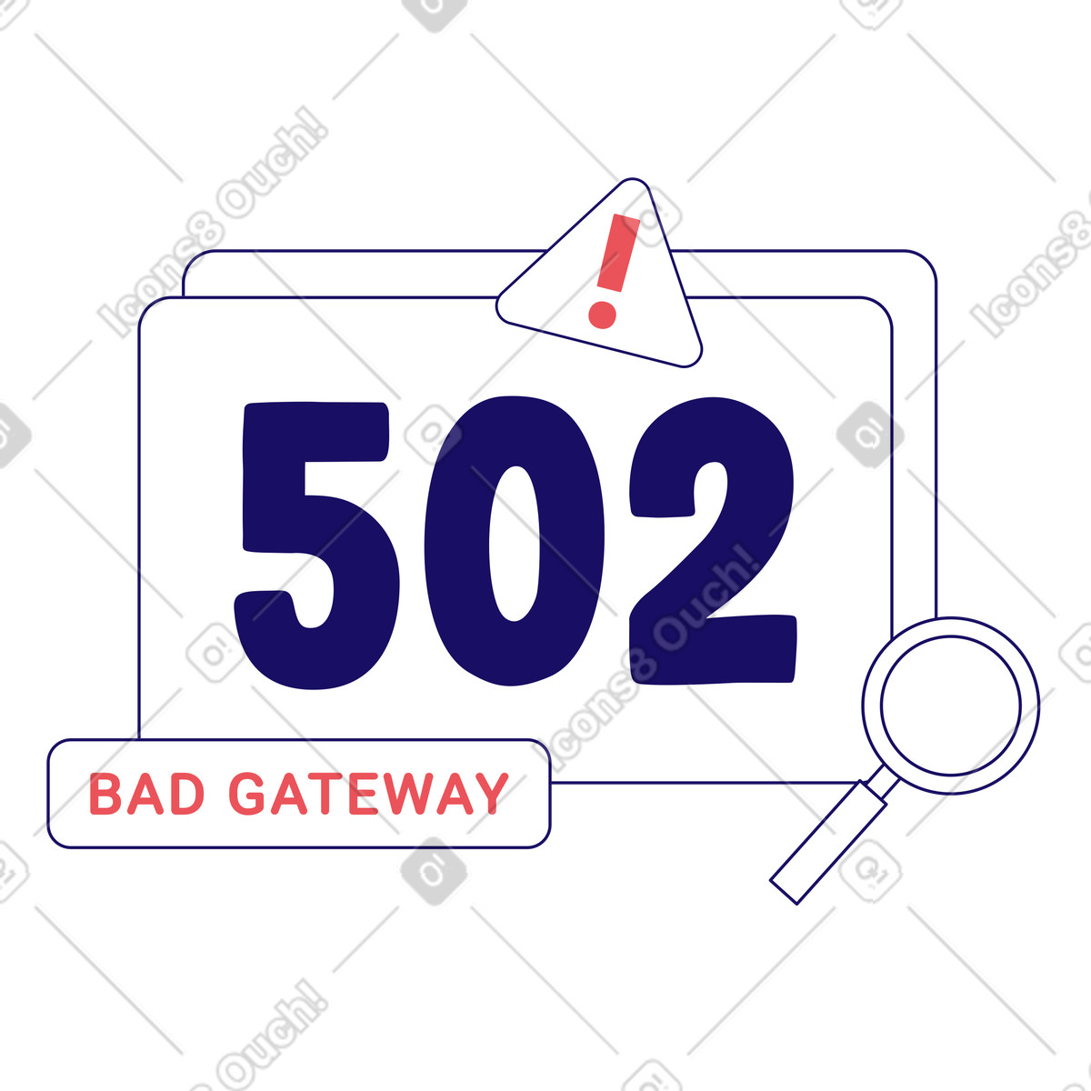 Text 502 error, bad gateway illustration in Bendy style download in PNG, SVG