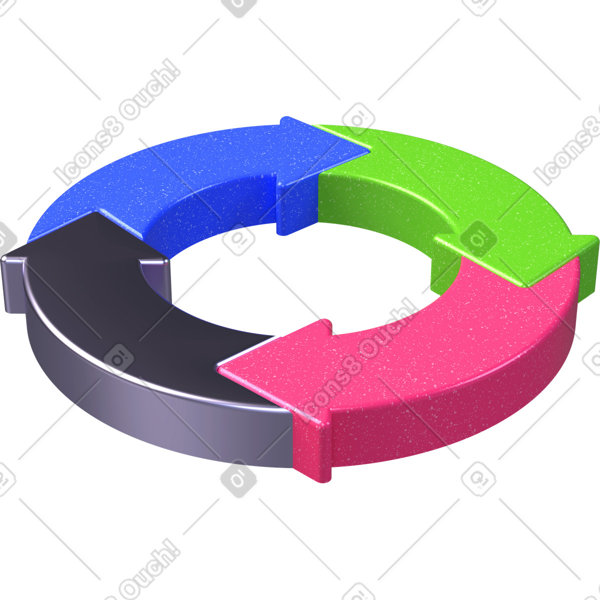 Illustration Cycle de processus, boucle flux travail continue, optimisation des processus métier dans le style 3D Boost à télécharger aux formats PNG, SVG