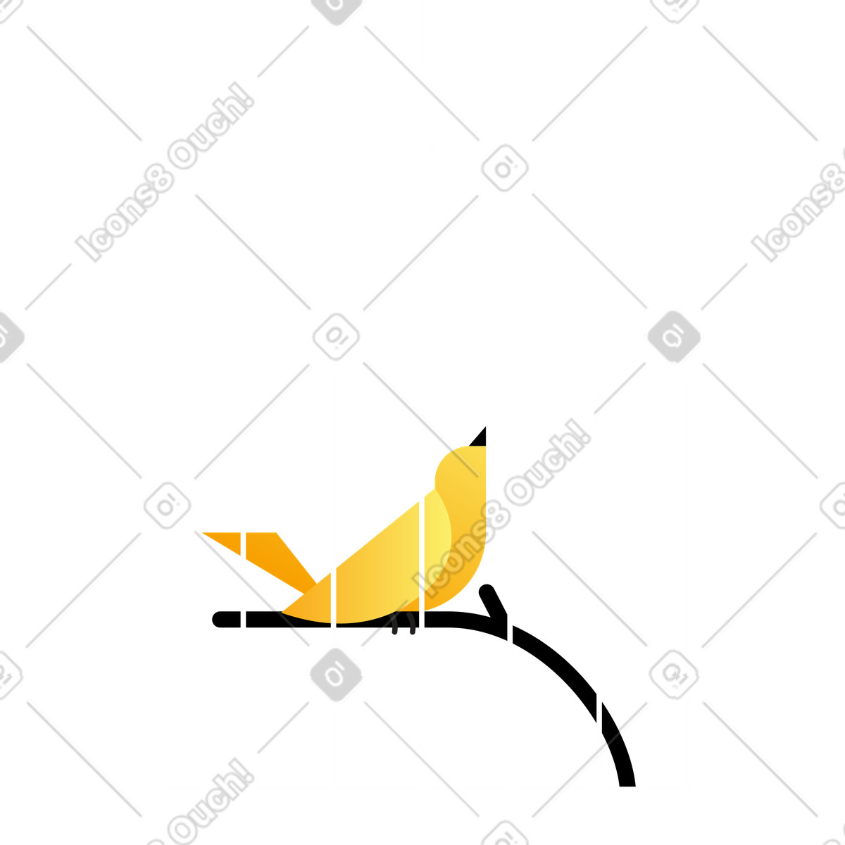 Wavy スタイルの かごの中の黄色い鳥 のイラストをPNG、SVG形式でダウンロード