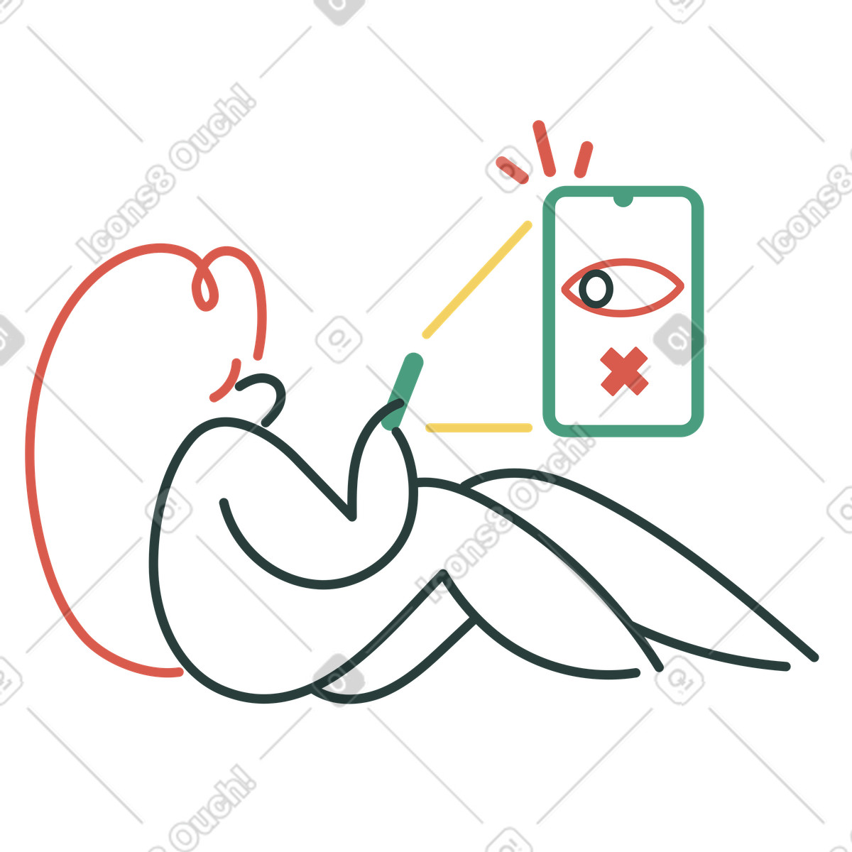 Face identification failed illustration in Macaroni style download in PNG, SVG