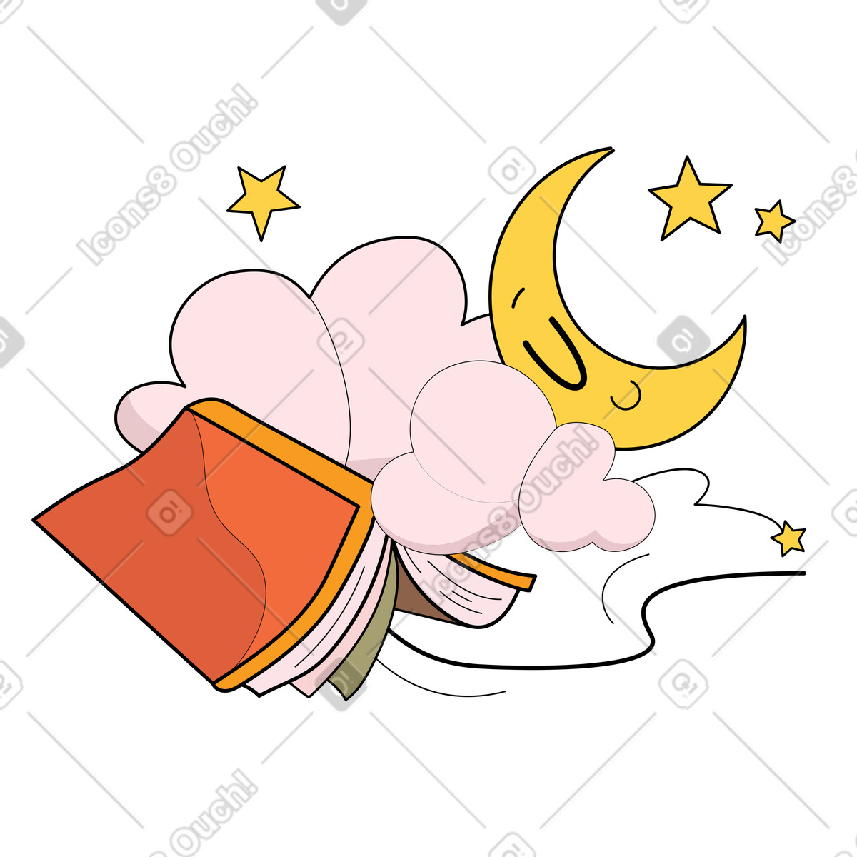 Favola della buonanotte illustrazione in stile Surr scarica in PNG, SVG
