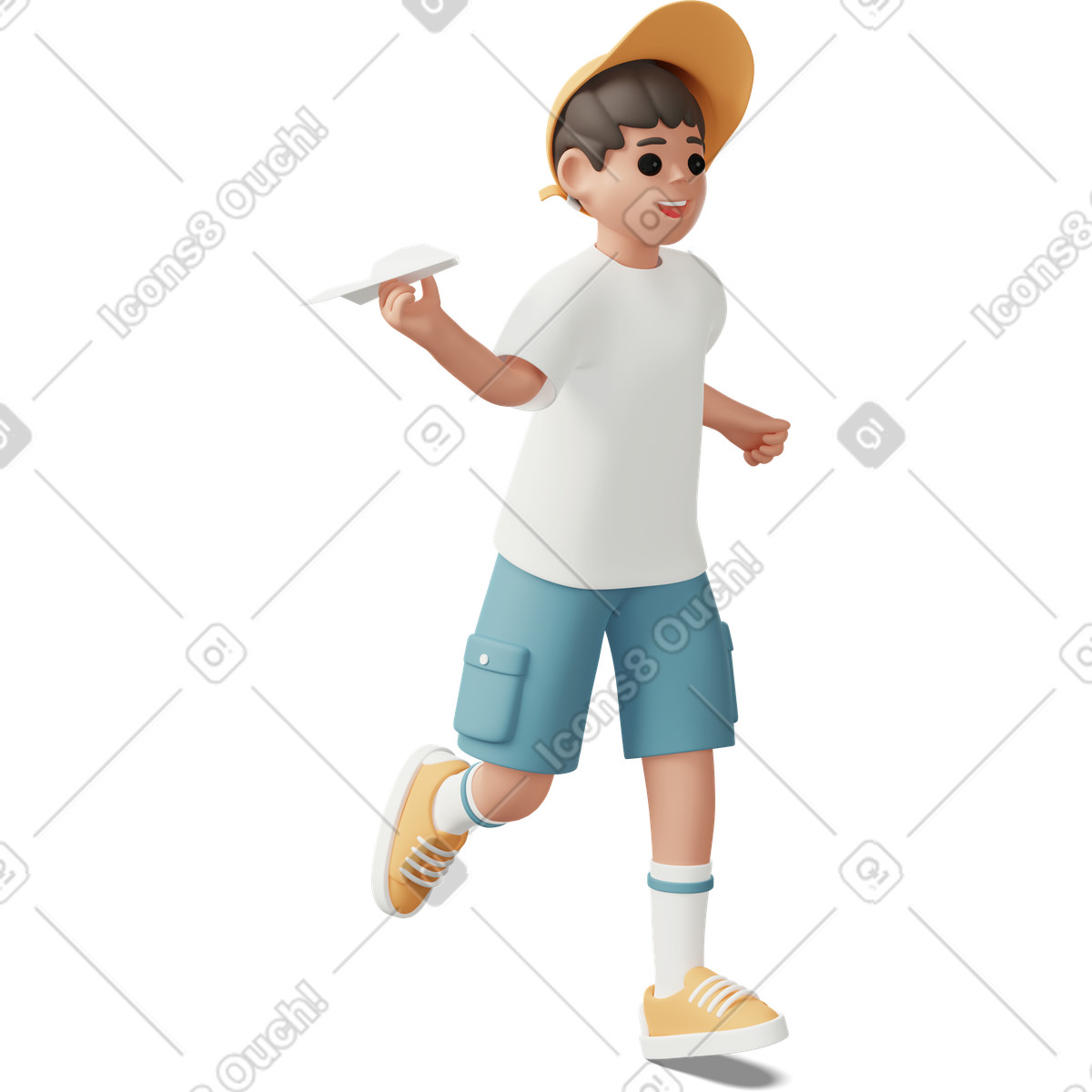 Ilustração de Little boy playing with paper plane em no estilo 3D Casual life para baixar em PNG, SVG