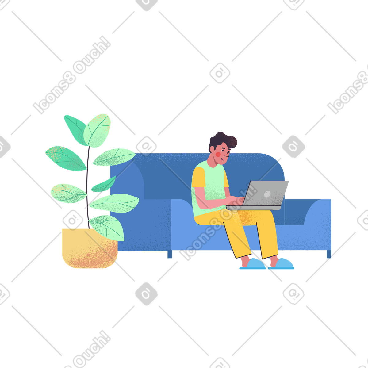 Ilustração de Home office setup with laptop and plant, Comfortable workspace em no estilo Pale para baixar em PNG, SVG