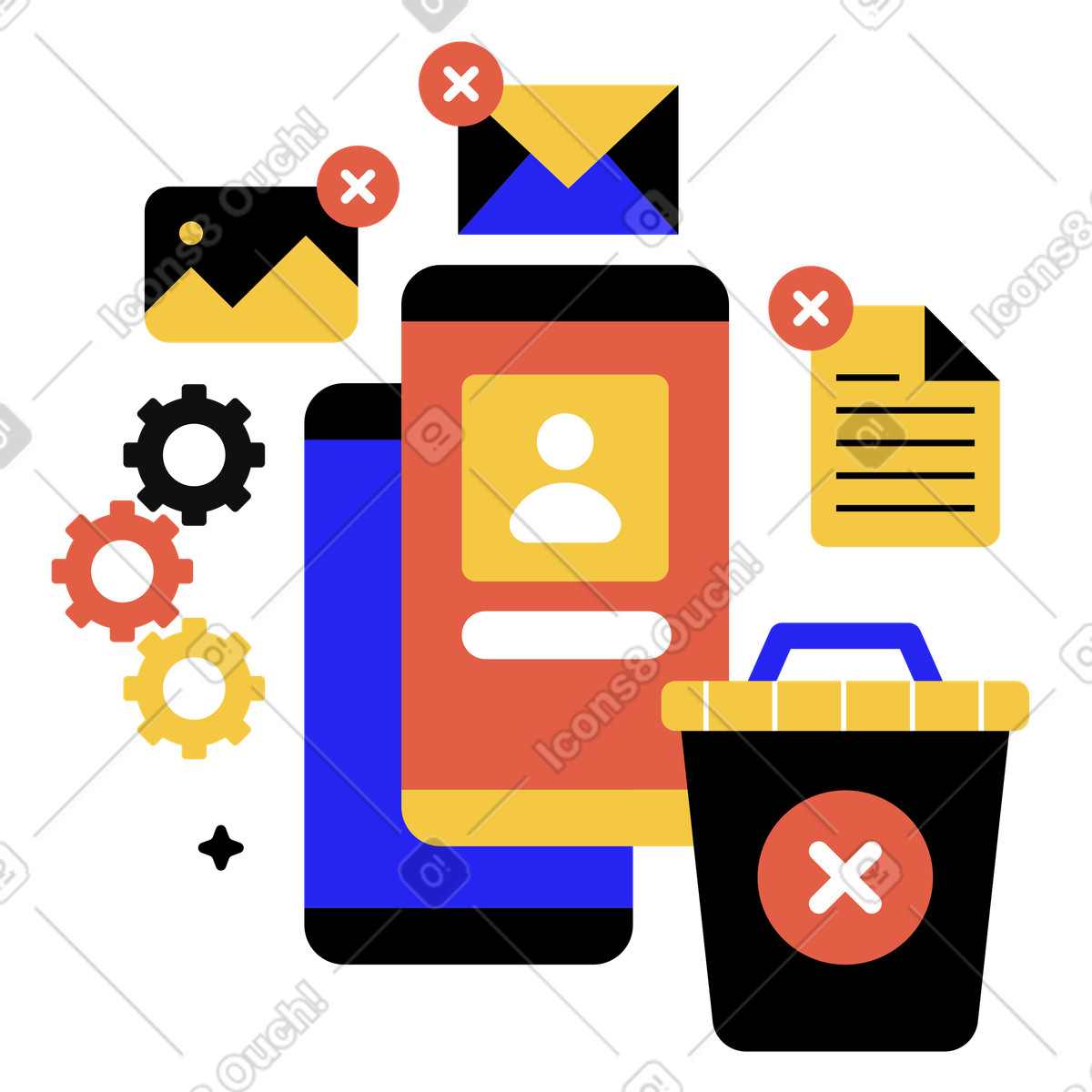 Removing information illustration in Flat style download in PNG, SVG