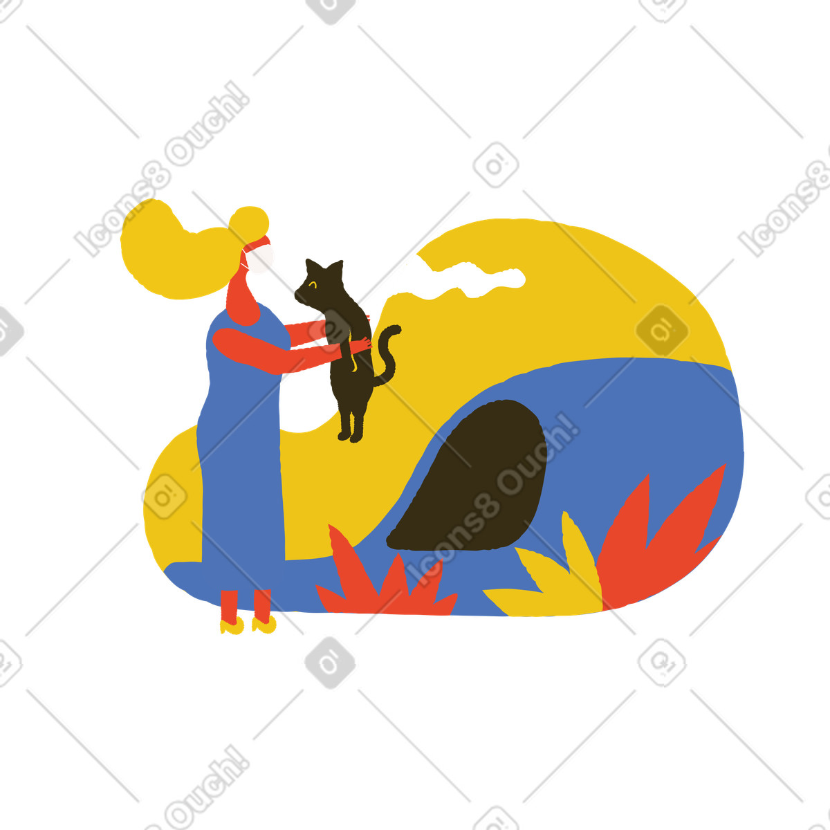 Ilustración Encontrar un gato fugitivo en estilo Bermuda a descargar en PNG y SVG