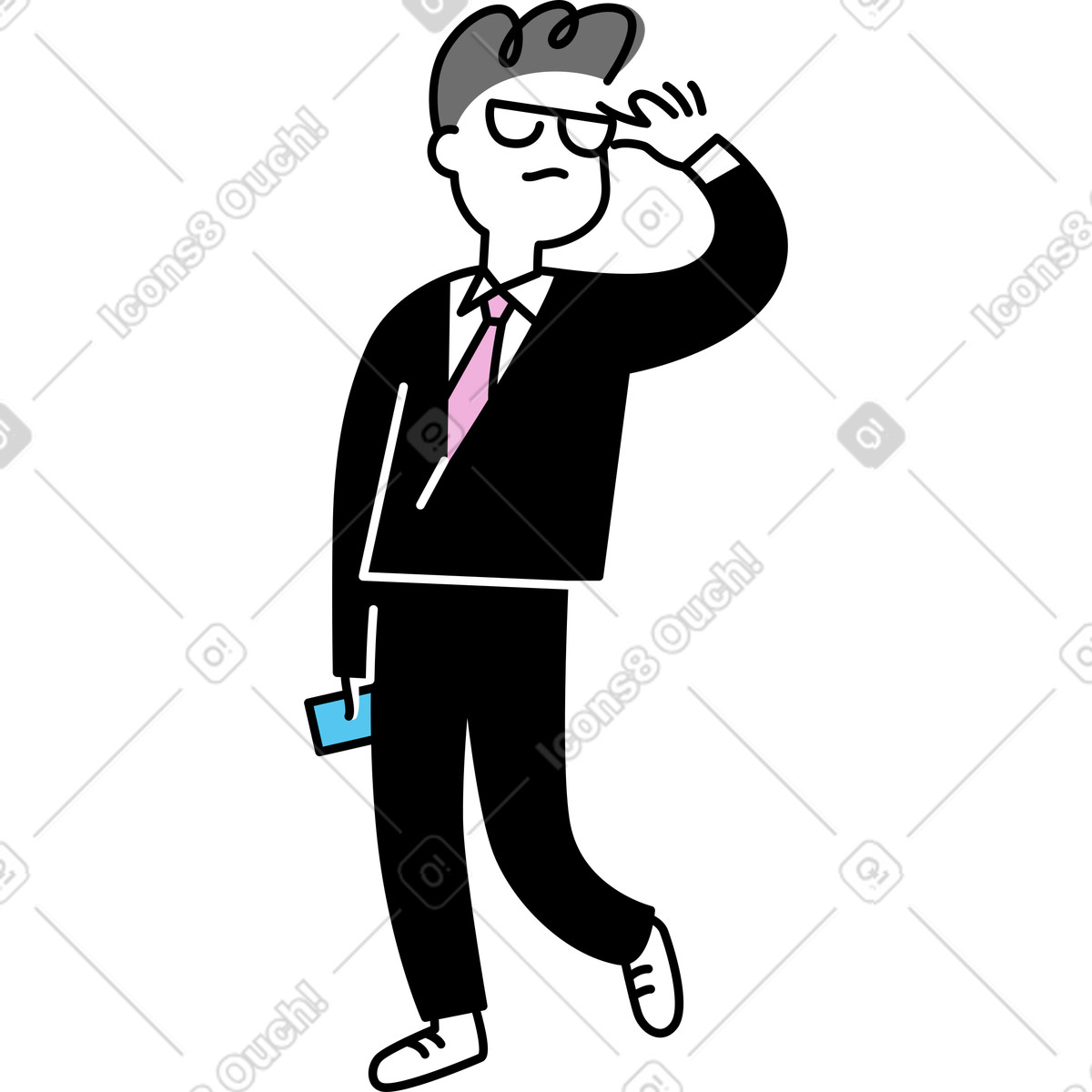Illustration Jeune homme en costume avec des lunettes dans le style Mochi à télécharger aux formats PNG, SVG